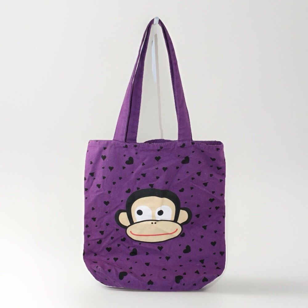 VTG 2000s Y2K Paul Frank Julius Monkey Purple Tote Bag Canvas Shopping Bag